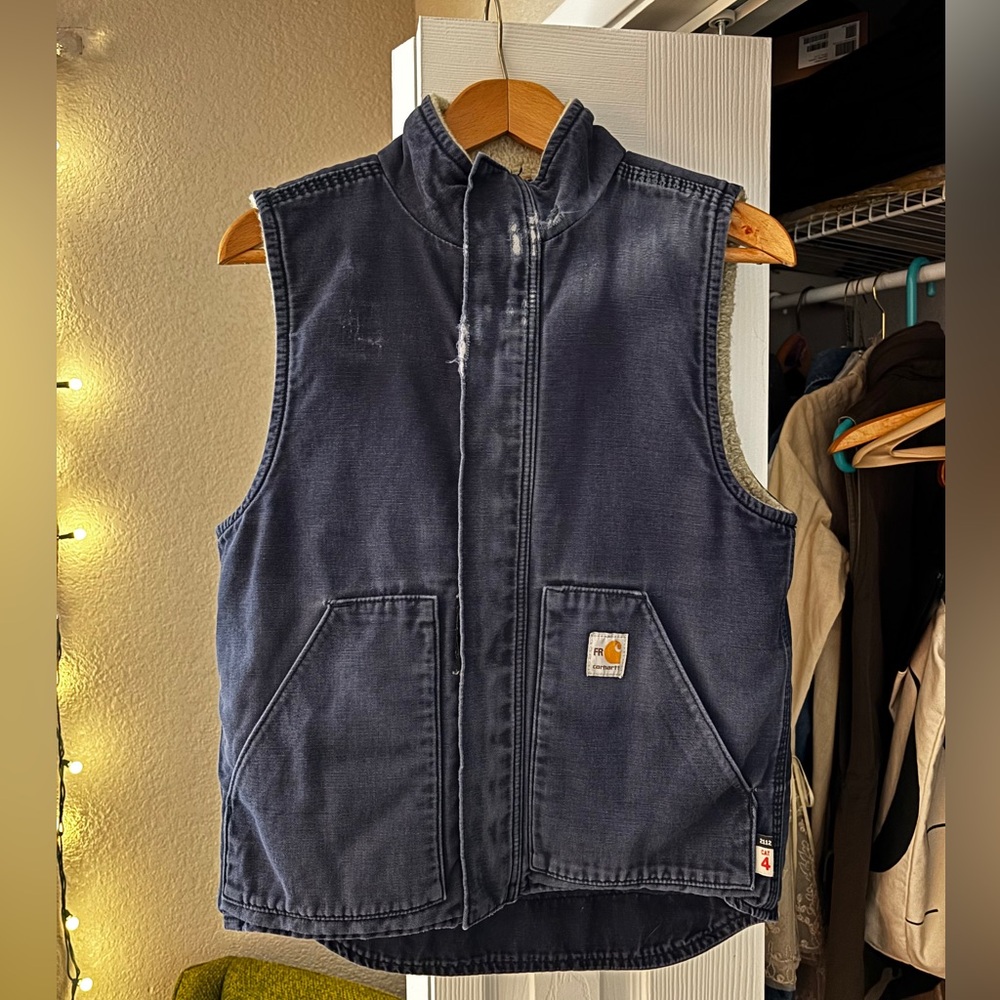 Carhartt Dark Blue Sherpa Lined Fire Resistant Vest